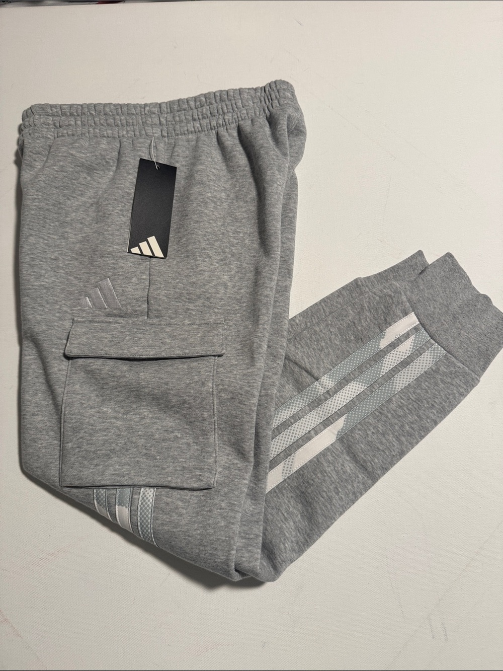 Adidas Joggers Sweatpants Boys Medium Gray Cargo